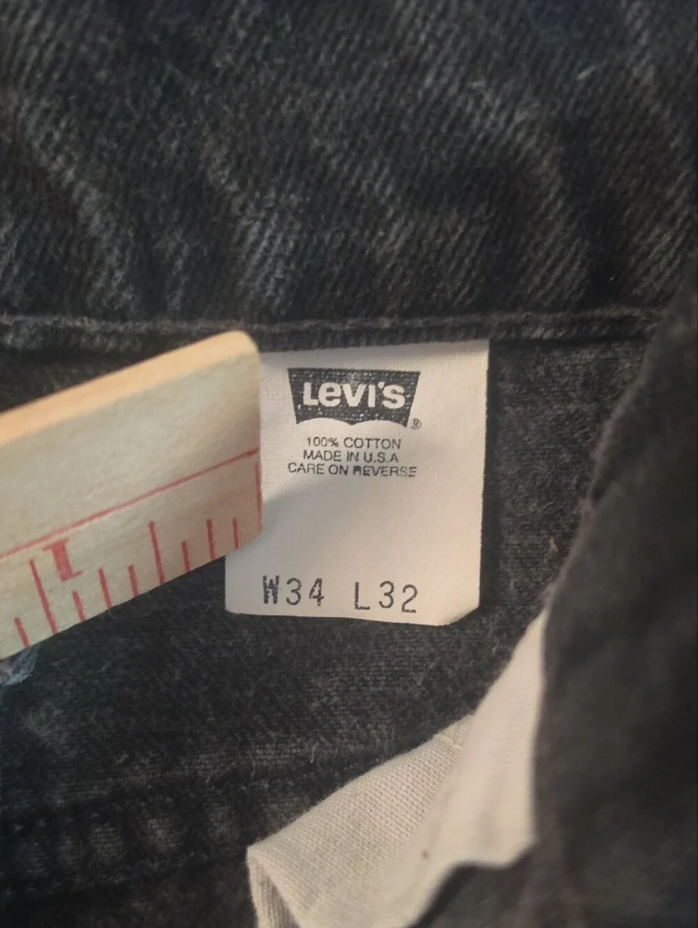 90s VTG Made In USA Orange Tab Levi's Men's Dark Charcoal Straight Jeans